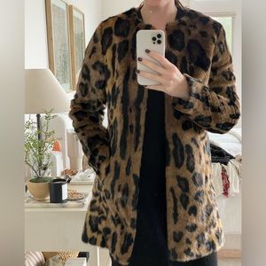 Faux Fur Leopard Print Coat